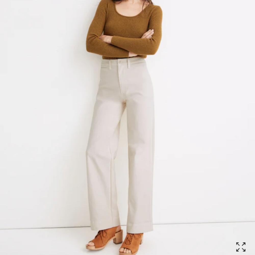 Madewell Cream Slim Emmett Pants